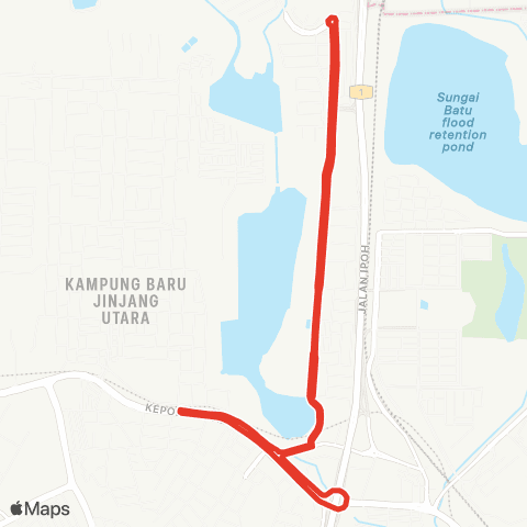 Rapid KL MTR Feeder T121 map