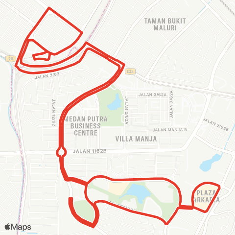 Rapid KL MTR Feeder T109 map