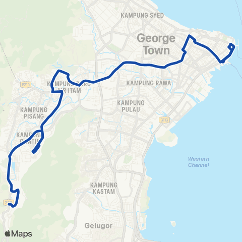 Rapid Bus Penang 202 map