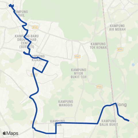 Rapid Bus Penang 708 map