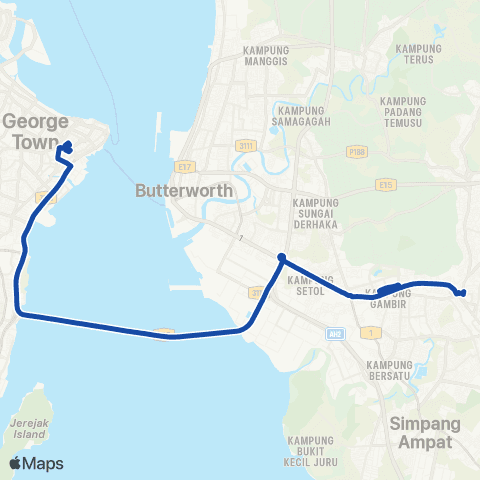 Rapid Bus Penang Ct14 map