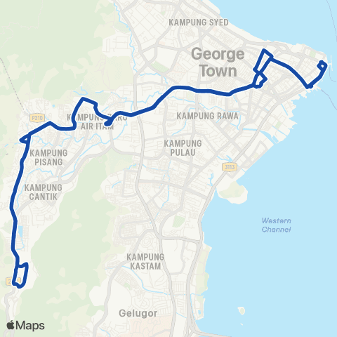 Rapid Bus Penang 201 map