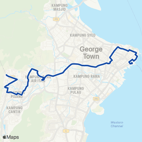 Rapid Bus Penang 204 map