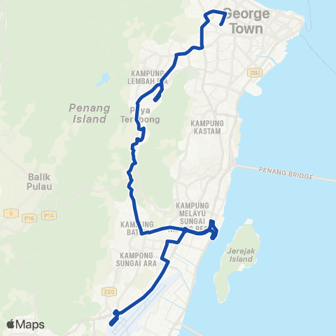 Rapid Bus Penang 306 map