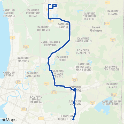 Rapid Bus Penang 606 map