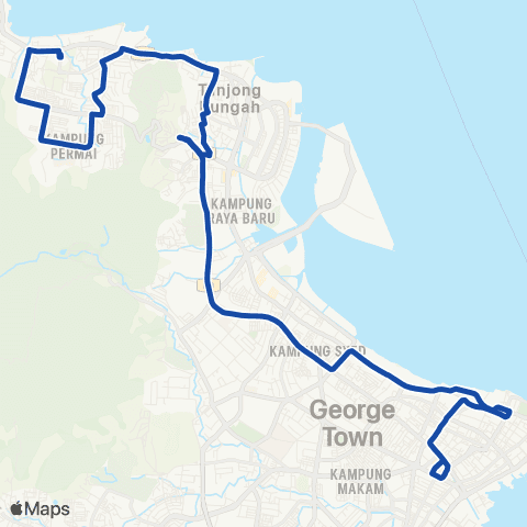 Rapid Bus Penang 104 map