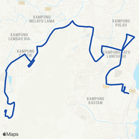 Rapid Bus Penang 13 map