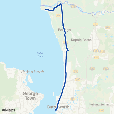 Rapid Bus Penang 603 map