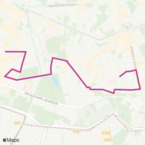 RATP La Traverse Bièvre Montsouris map