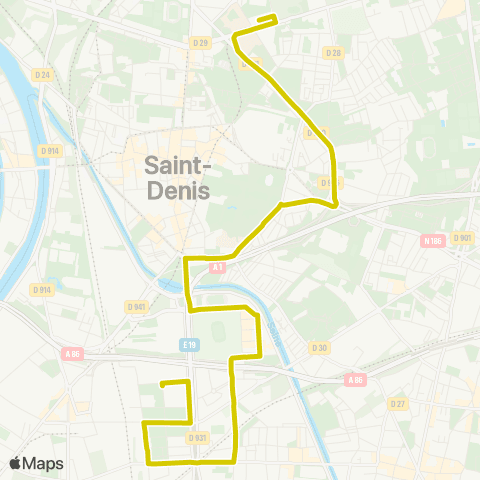 RATP ZAC Landy N. <> Saint-Denis - Université map