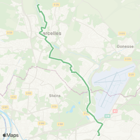 RATP Le Bourget RER <> Gare de Sarcelles - St-Brice map