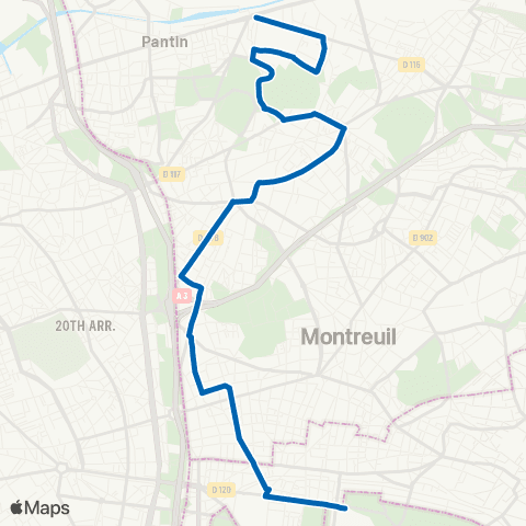 RATP Pantin - Raymond Queneau <> Château de Vincennes map