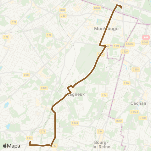 RATP Porte d'Orléans <> Robinson RER map