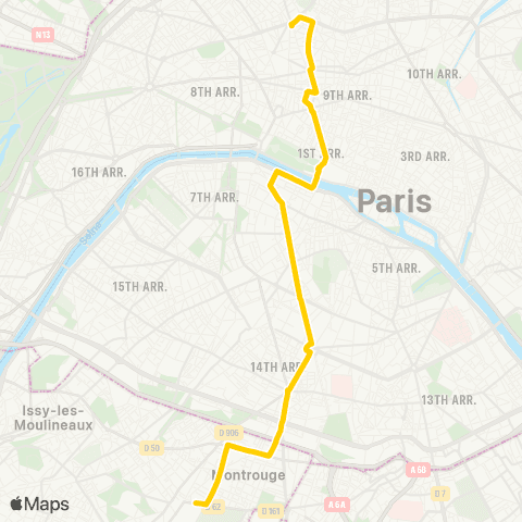 RATP Châtillon - Montrouge <> Place de Clichy map