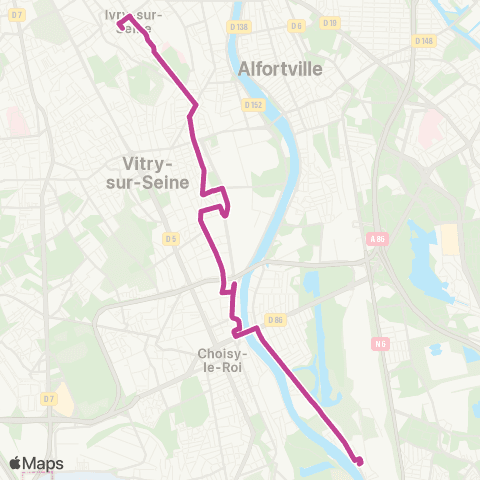 RATP Mairie d'Ivry - Métro <> Villeneuve - Triage RER map