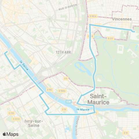 RATP Château de Vincennes <> Quai de la Gare map