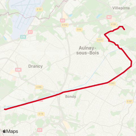 RATP Église de Pantin - Métro <> Galliéni - Pont de Bondy map