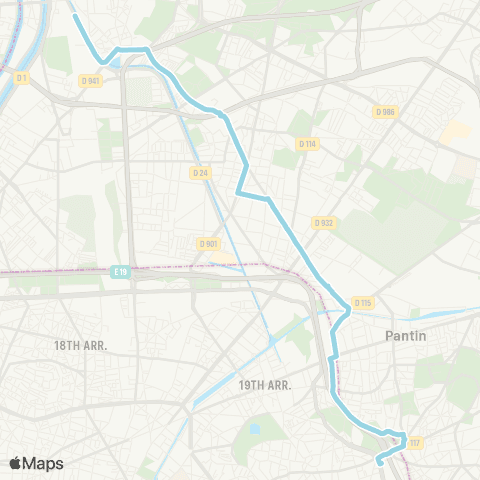 RATP Porte des Lilas <> Gare de St-Denis RER map