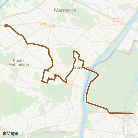 RATP Pte d'Auteuil - Métro <> Rueil-Malmaison RER map
