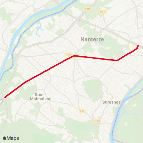 RATP La Jonchère <> La Défense (Voie Perronet N.) map