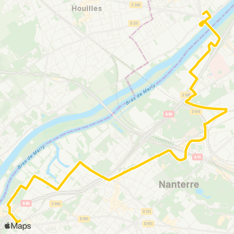 RATP Pont de Bezons <> Rueil-Malmaison RER map