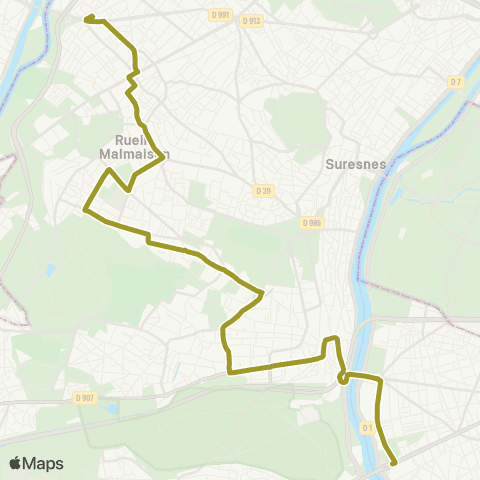 RATP Rueil-Malmaison RER <> Pont de Sèvres map