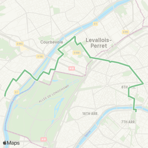 RATP Suresnes de Gaulle <> Invalides map