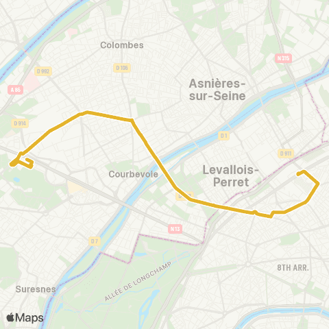 RATP Porte de Clichy <> Nanterre - Préf. RER map