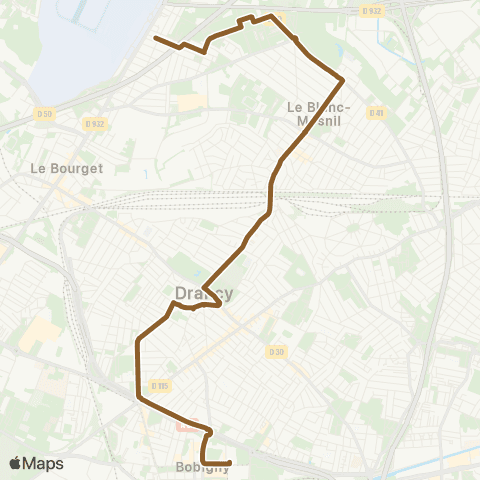 RATP Musée de l'Air et de l'Espace <> Bobigny - Pablo Picasso map