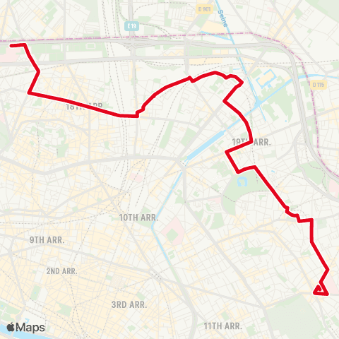 RATP Gambetta - Japon <> Porte de Montmartre map