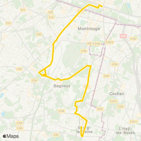 RATP Porte d'Orléans <> Bourg-la-Reine RER map