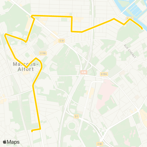 RATP Quai de Marne <> Le Vert de Maisons RER map