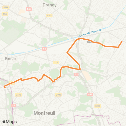 RATP Porte des Lilas <> Mairie map