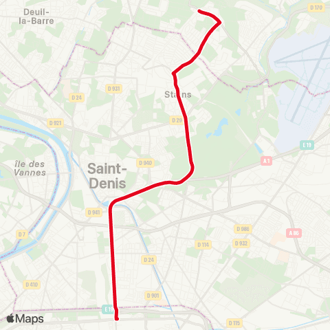 RATP Garges - Sarcelles RER <> Pte de la Chapelle map