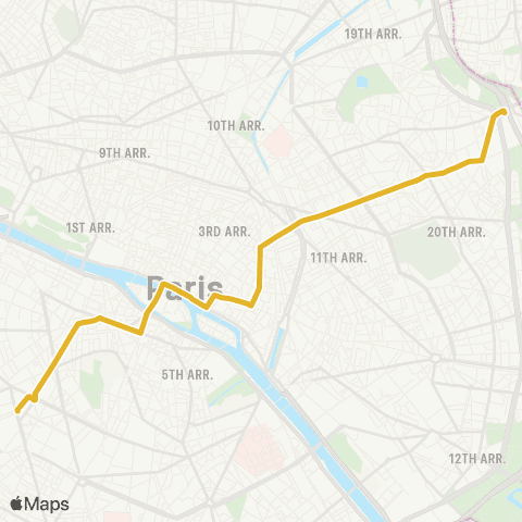 RATP Porte des Lilas <> Gare Montparnasse map