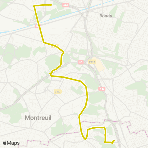 RATP Bobigny - Pablo Picasso <> Gare de Val de Fontenay map