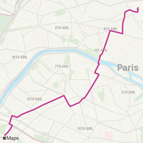 RATP Frères Voisin <> Gare du Nord map