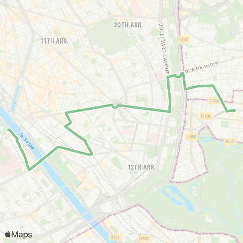 RATP Gare d'Austerlitz <> Vincennes RER - Rép. map
