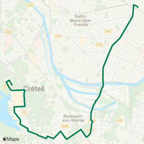 RATP Champigny - St-Maur RER <> Préf. du Val-de-Marne map