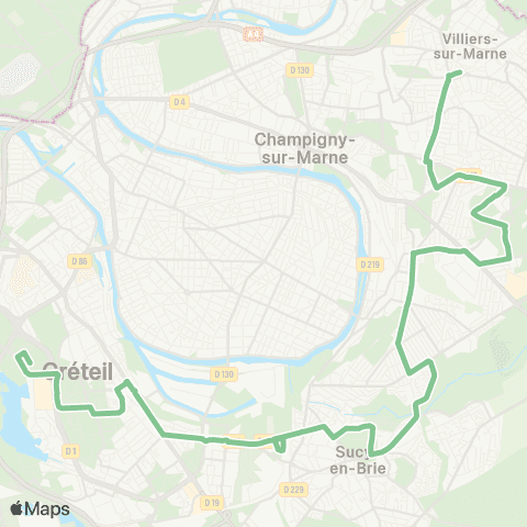 RATP Zone Industrielle <> Villiers-s/-Marne - le Plessis-Trévise RER map