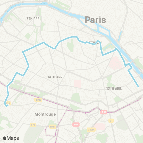 RATP Gare de Vanves - Malakoff <> Pte de France map