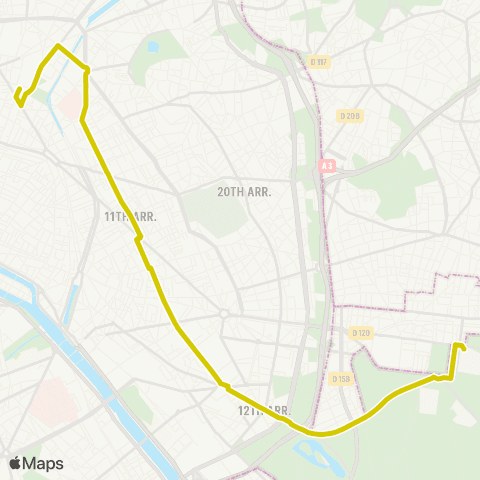RATP Château de Vincennes <> Gare de l'Est map