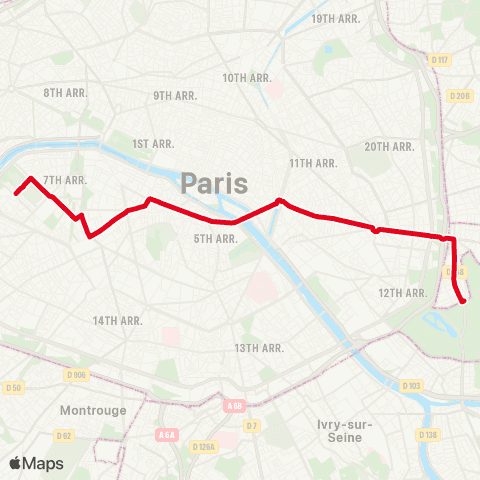 RATP Demi Lune - Parc Zoologique <> Champs de mars map