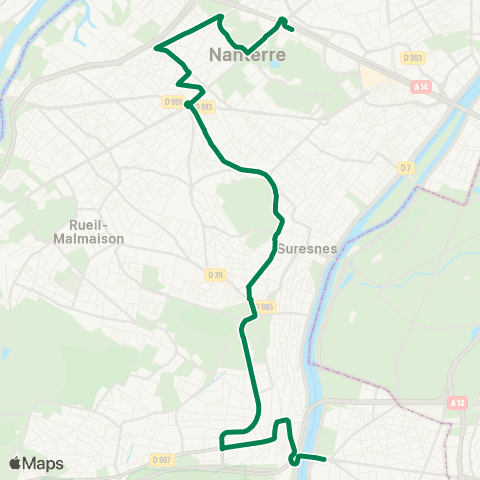 RATP Pont de St-Cloud - Albert Kahn <> Nanterre - Préf. RER map