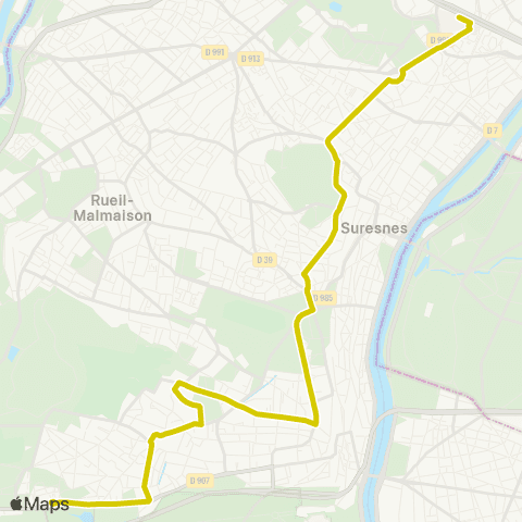 RATP Hôp. de Garches <> La Défense (Voie Perronet S.) map