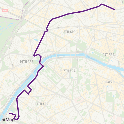 RATP Pigalle <> Hôp. Européen Georges Pompidou map