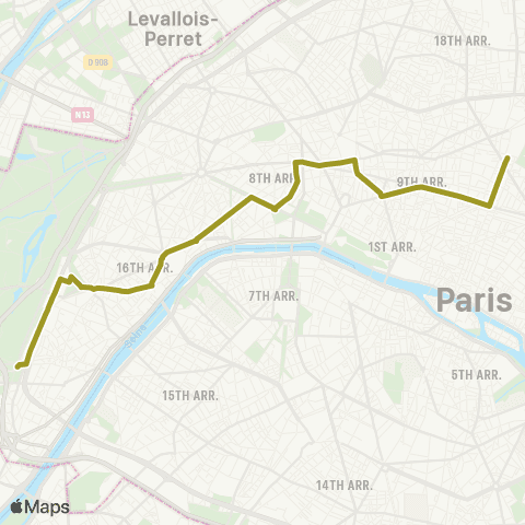 RATP Porte d'Auteuil <> Gare de l'Est map