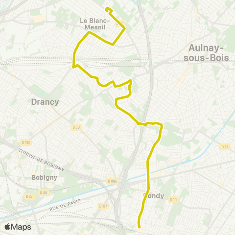 RATP Gare de Bondy RER <> Pl. de la Libération map