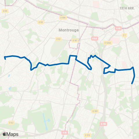 RATP Parc Maison Blanche <> Villejuif - Louis Aragon map