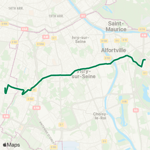 RATP Bourg-la-Reine RER <> Hôp. Henri Mondor map